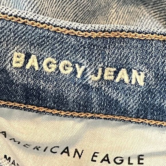American Eagle Baggy Jean Womens Medium Wash High Rise Blue Jeans sz 10 Long - Picture 16 of 16